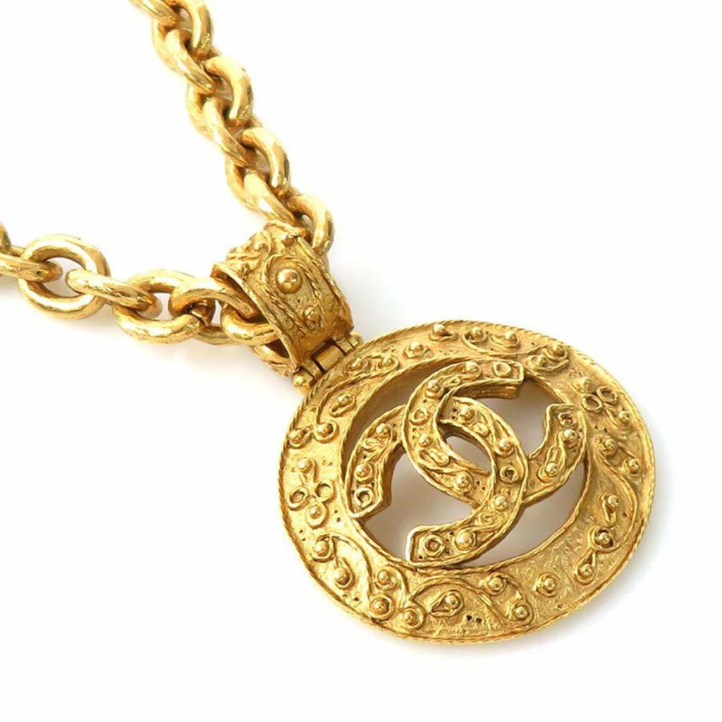 CC Logo Pendant Necklace Gold-Tone Metal