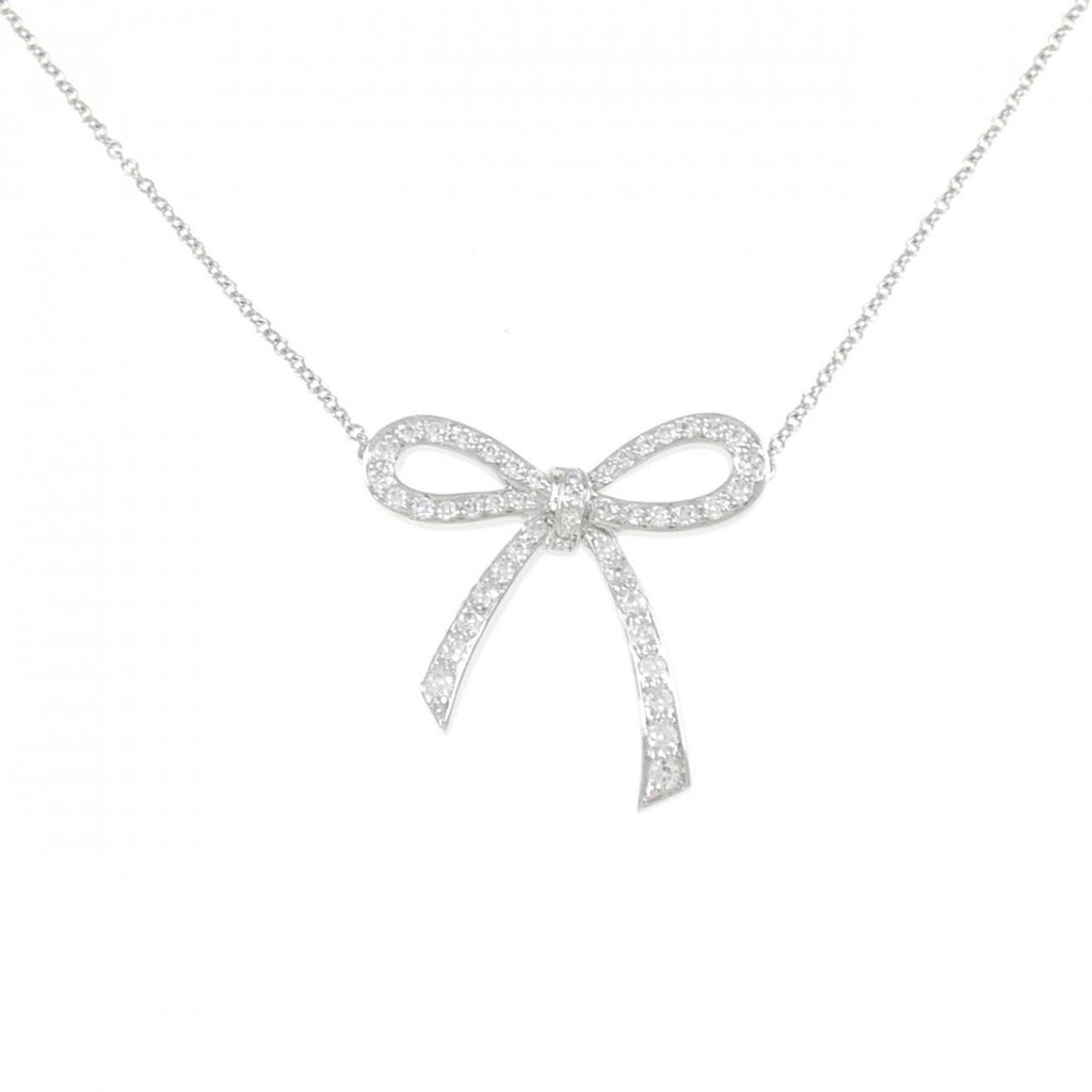 Bow Pendant Necklace Platinum with Diamond