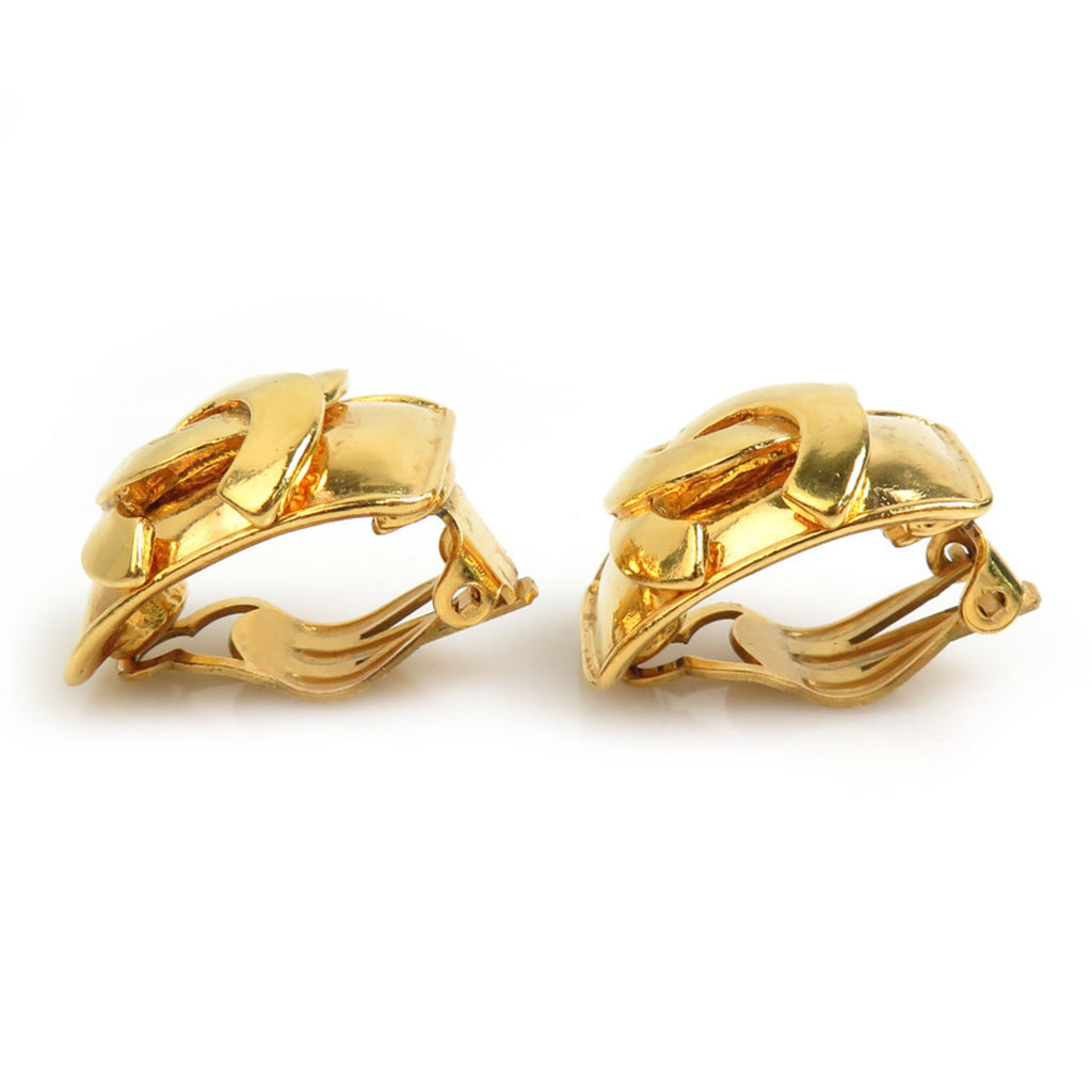 CC Logo Clip-On Earrings Gold-Tone Metal Gold-Tone Metal