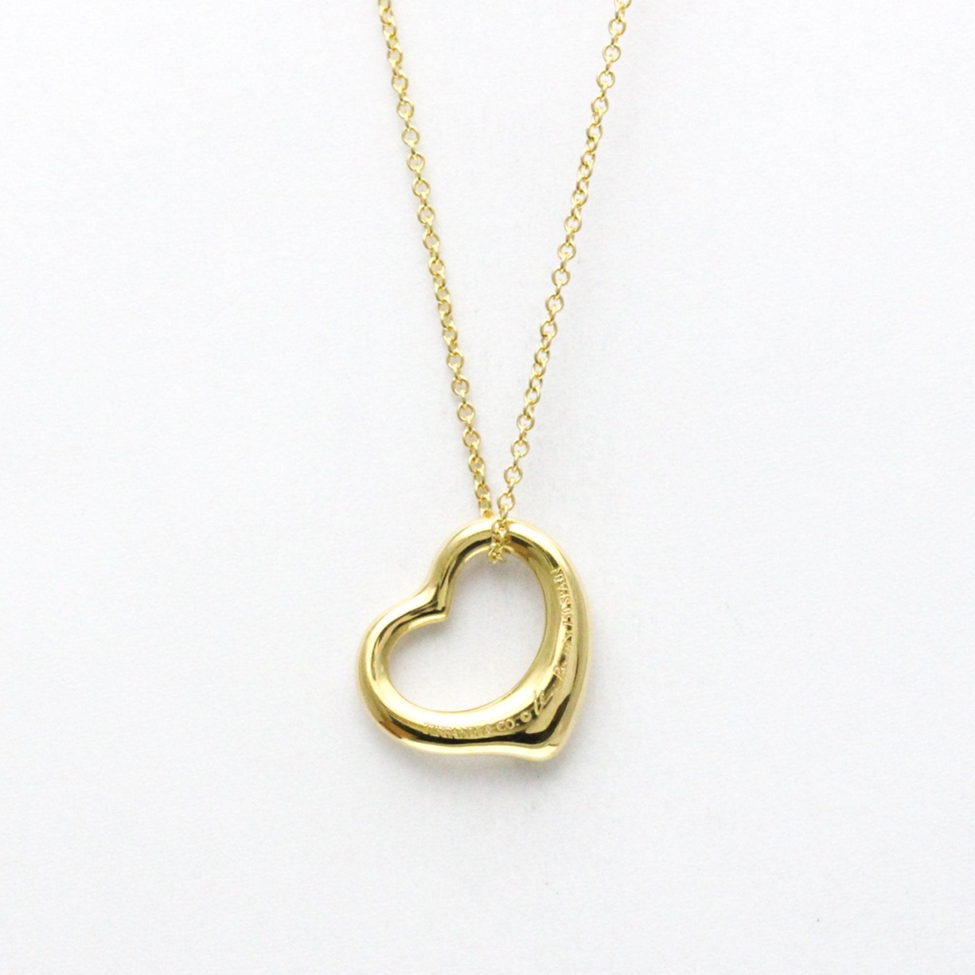 Open Heart Pendant Necklace 18K Yellow Gold 15.5mm