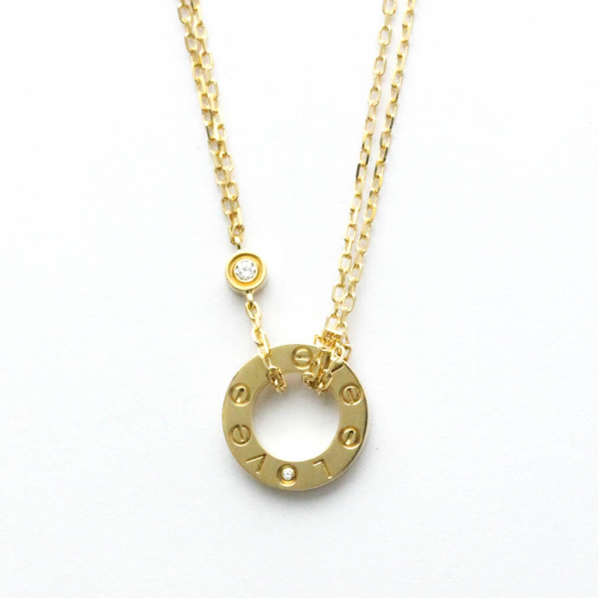 Love Circle Pendant Necklace 18K Yellow Gold with Diamond