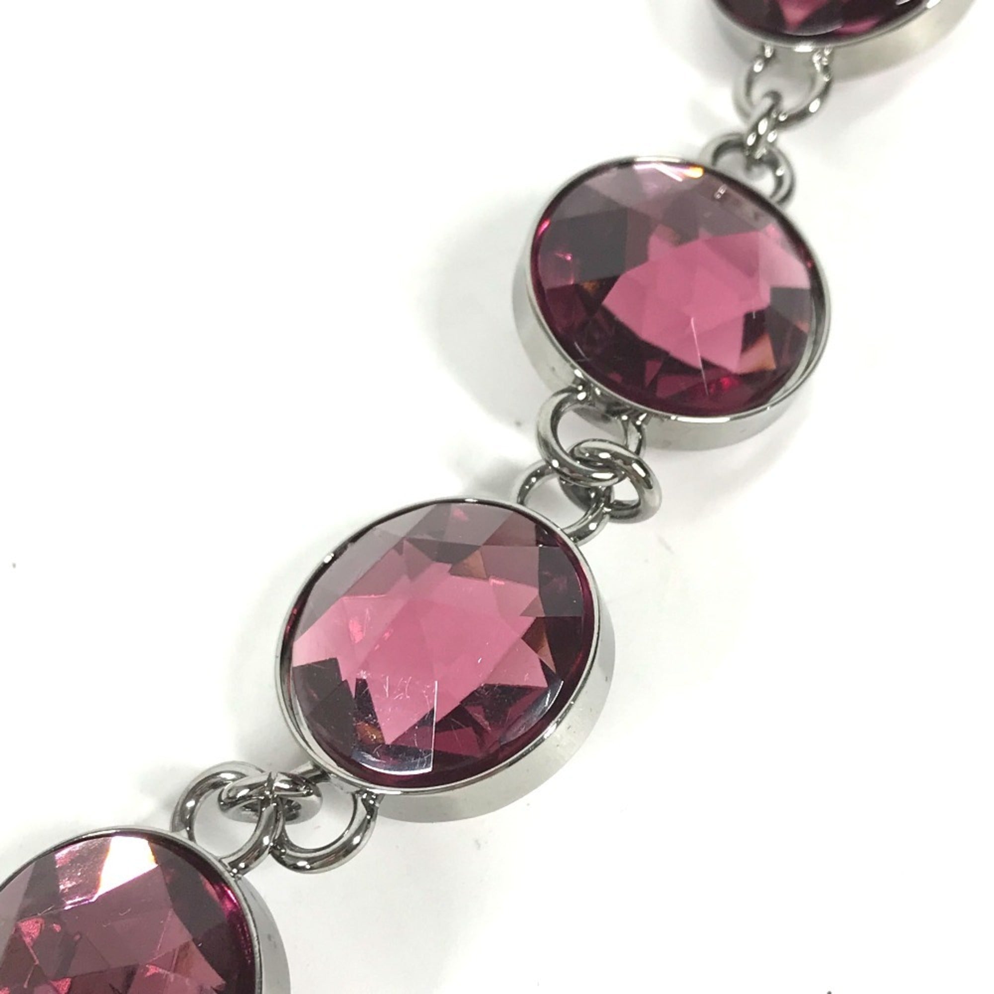 Pendant Necklace Metal Purple and Silver