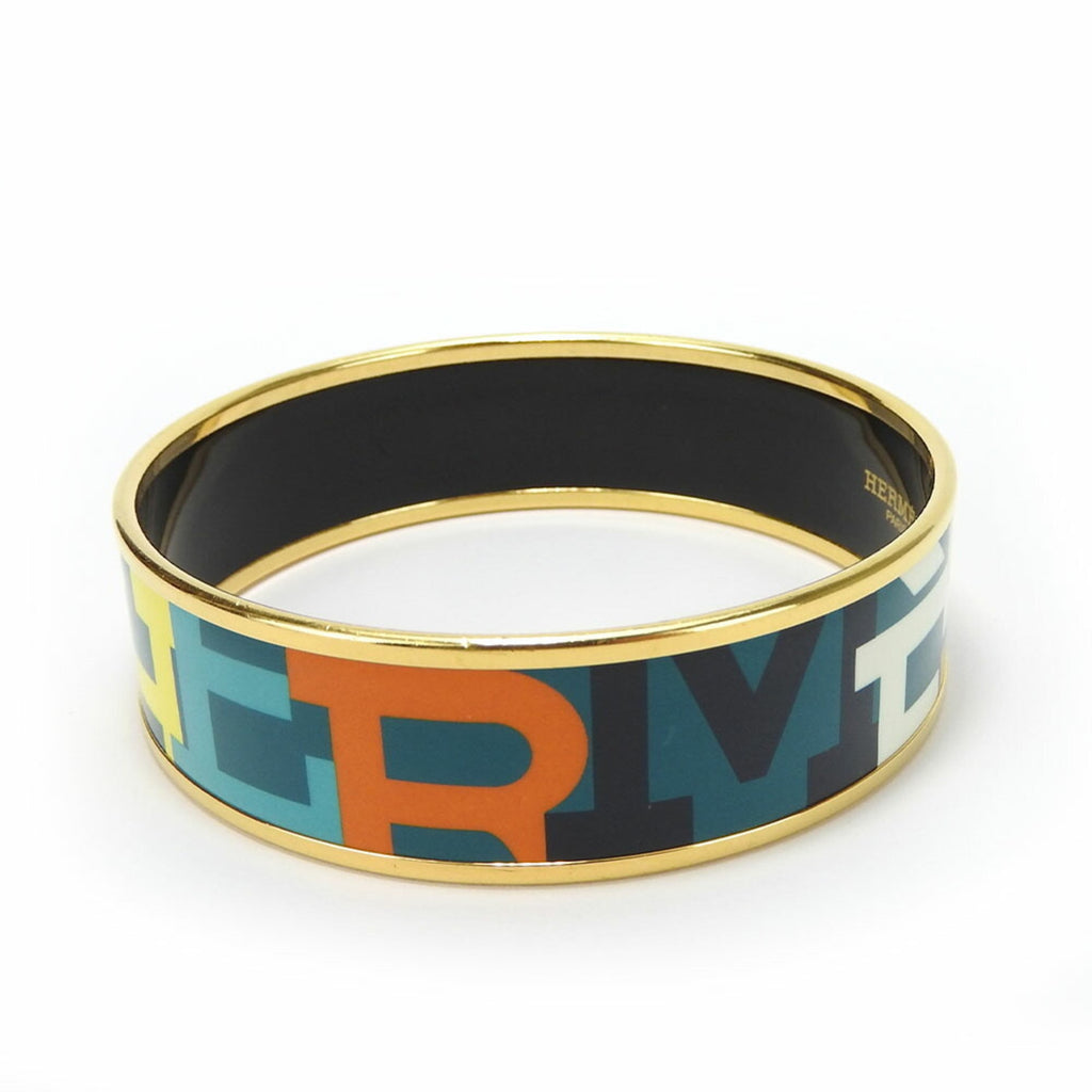 Bracelet Enamel and Metal Green Multi-Color