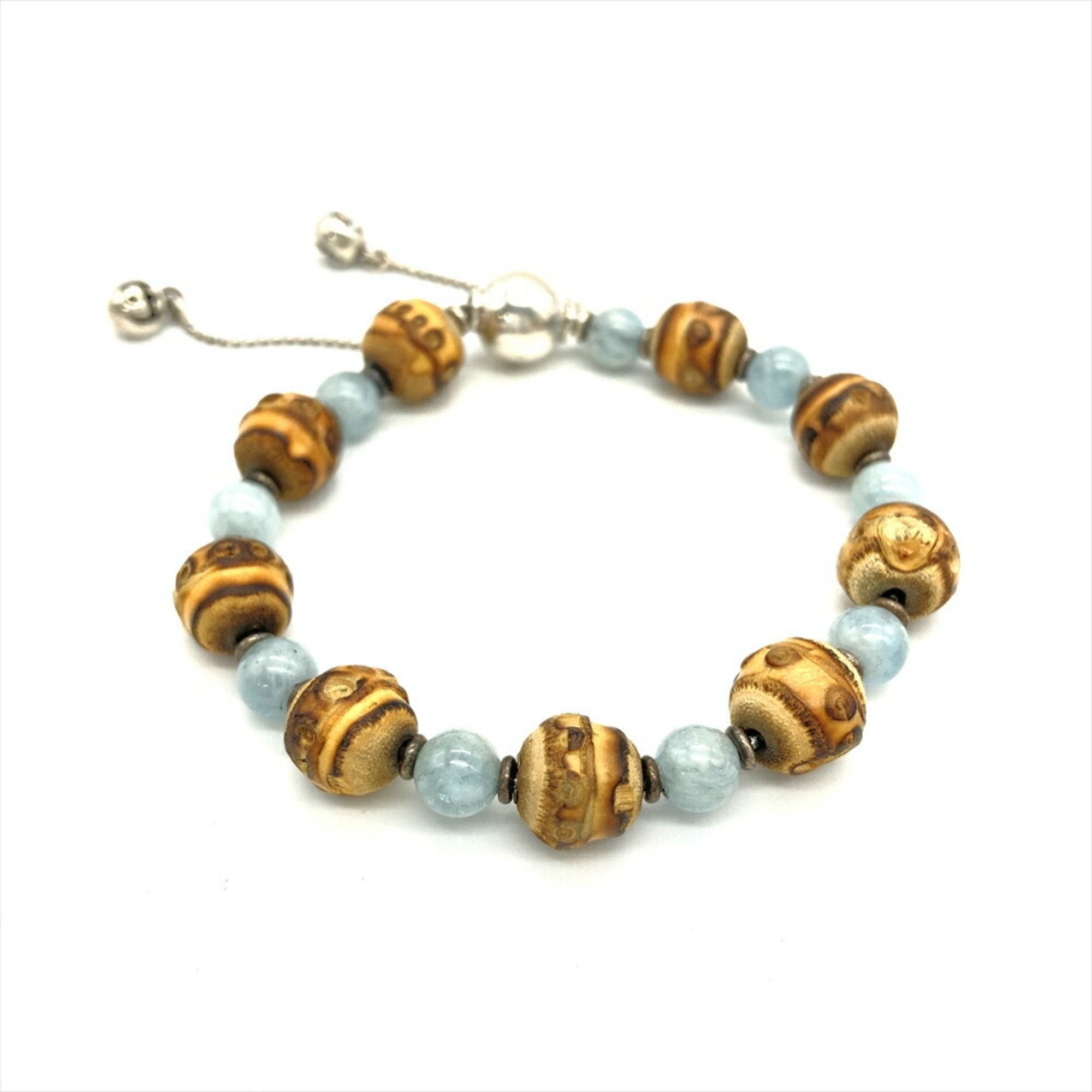Bracelet Sterling Silver Blue Bamboo