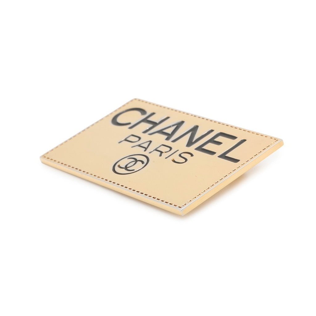 CC Logo Brooch Gold-Tone Metal