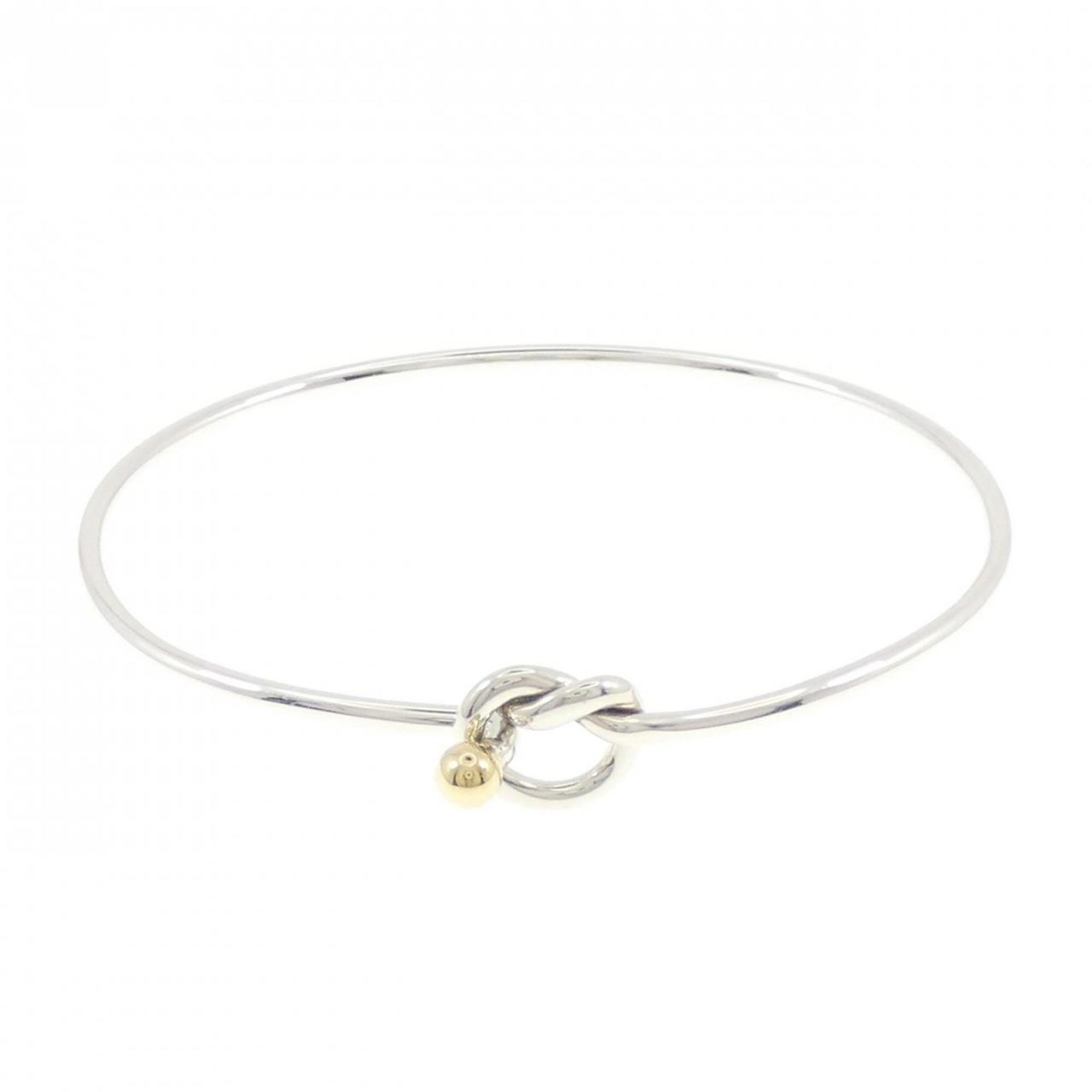 Flatwire Hook and Eye Heart Bangle Sterling Silver and 18K Yellow Gold Bracelet