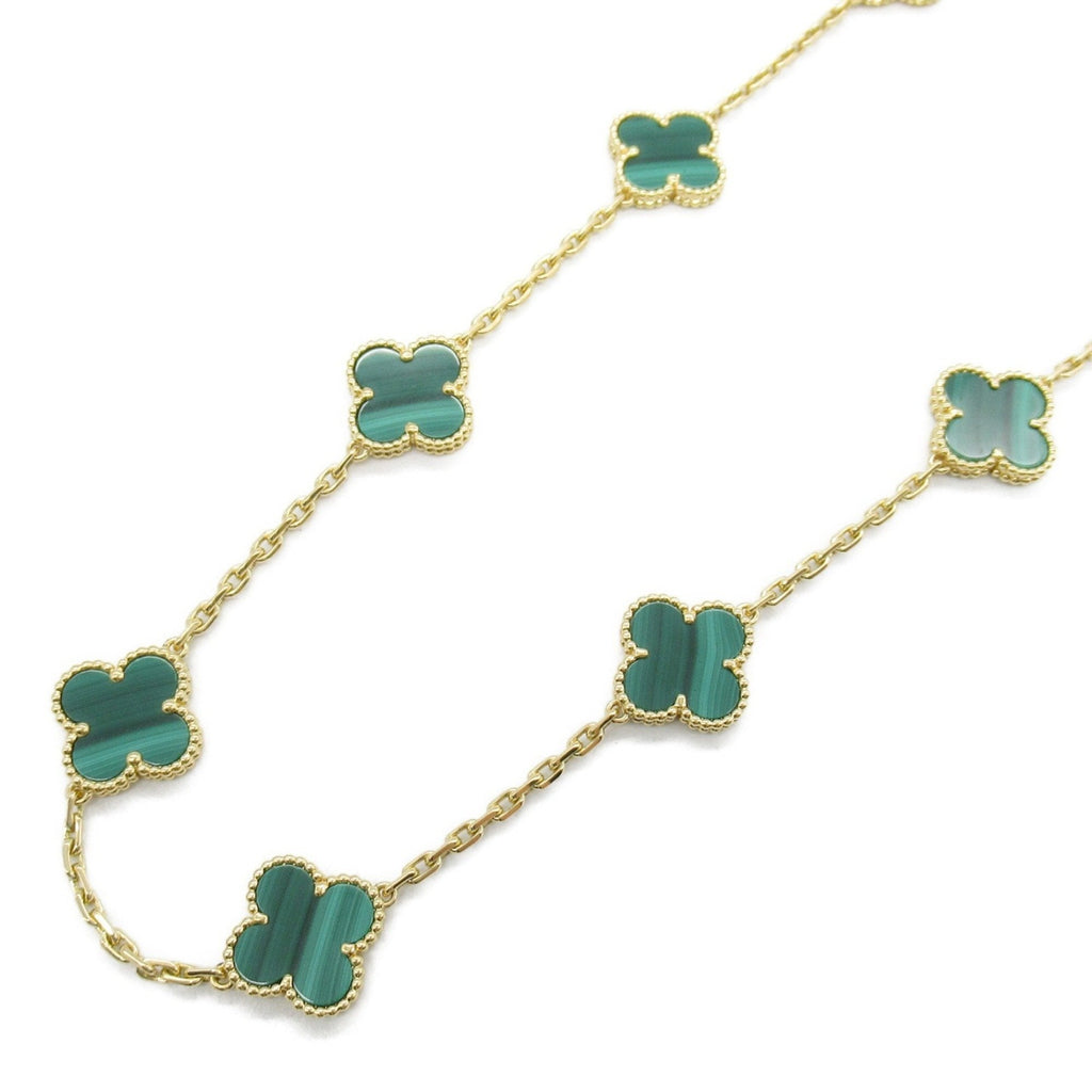 Vintage Alhambra Pendant Necklace 18K Yellow Gold and Malachite