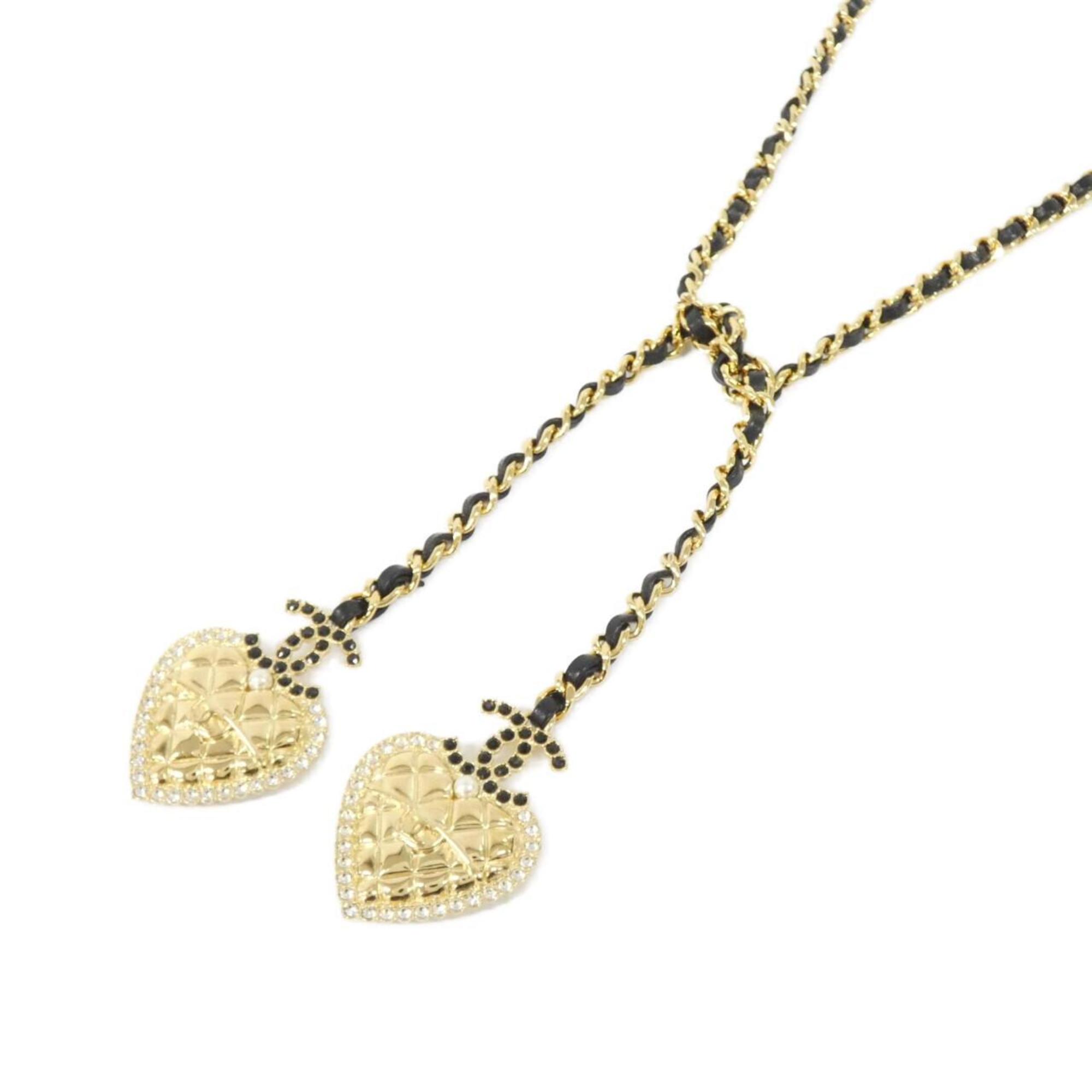 Pendant Necklace Black and White Leather