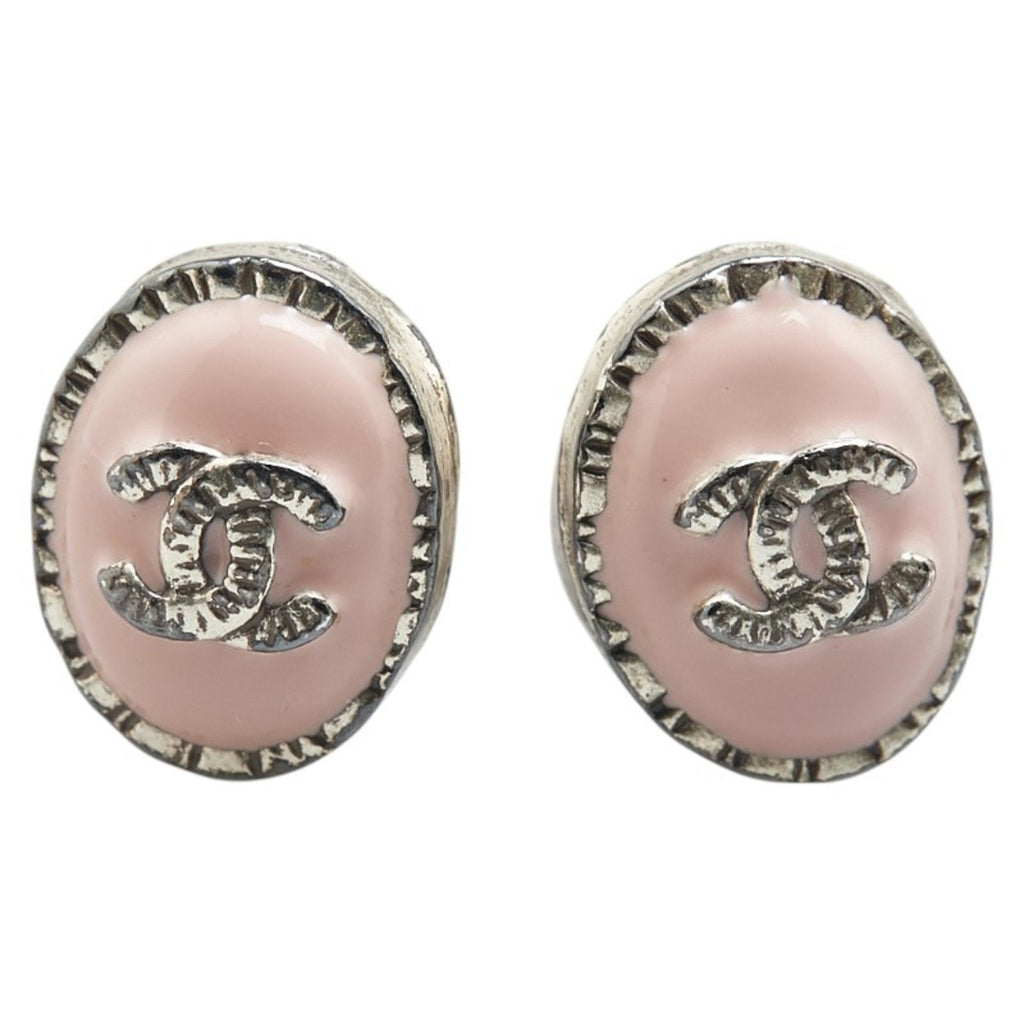 CC Logo Oval Earrings Silver-Tone Metal Silver-Tone Metal