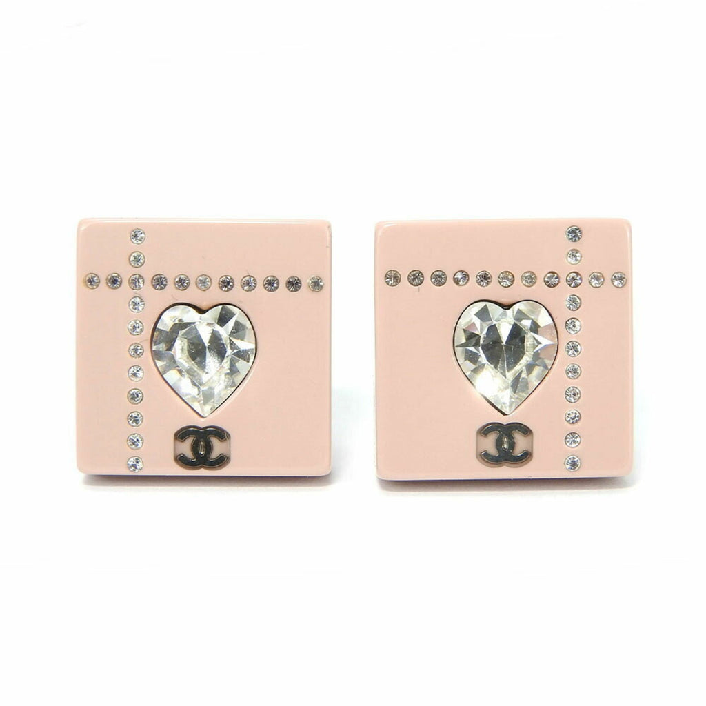 CC Logo Heart Clip-On Earrings Metal