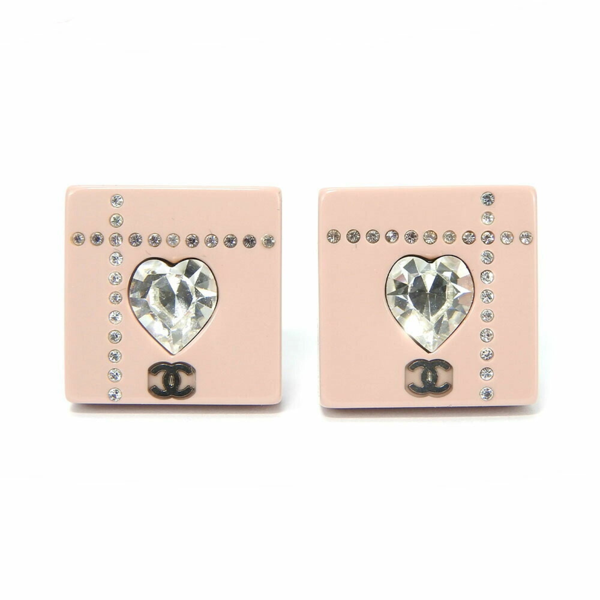 CC Logo Heart Clip-On Earrings Metal
