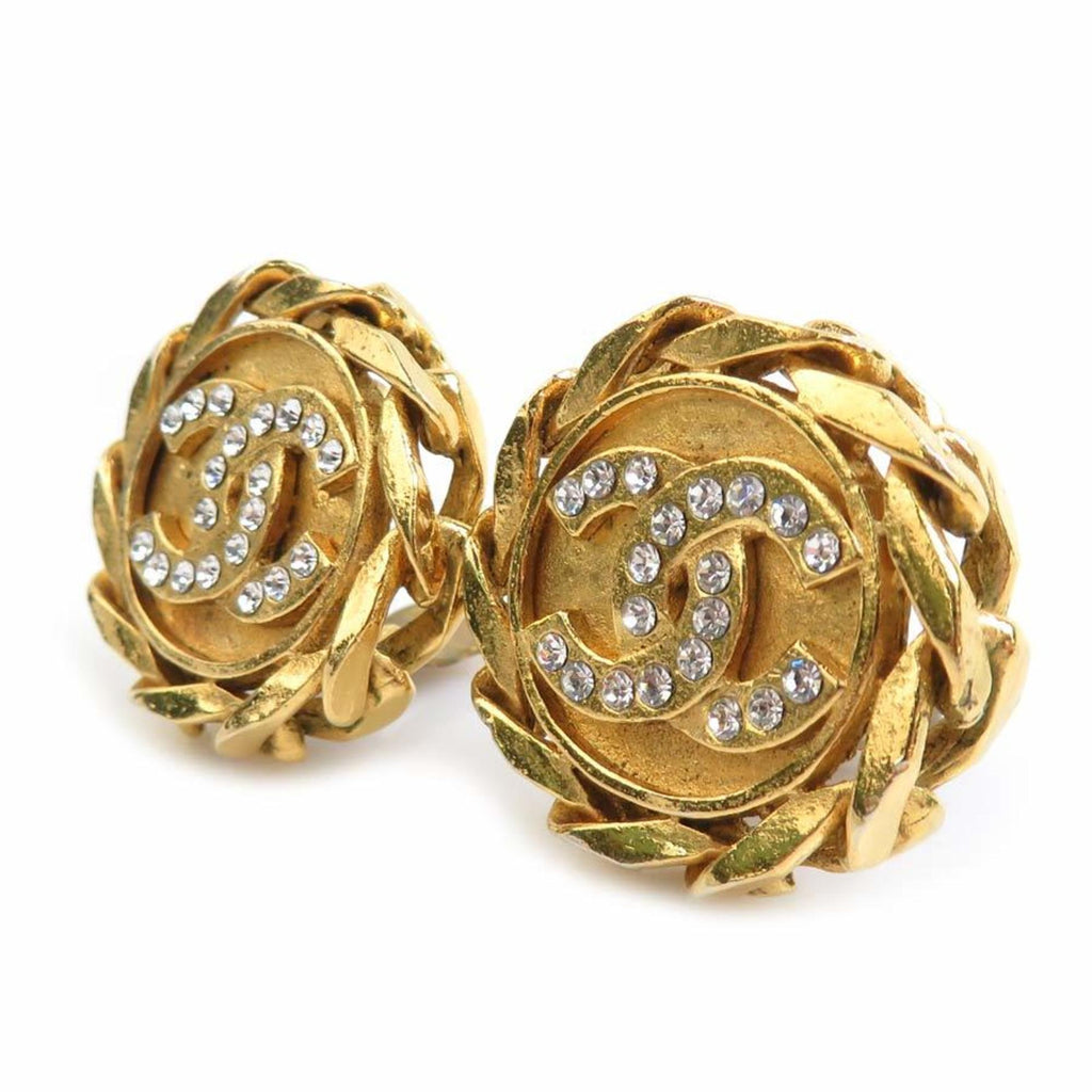 CC Logo Clip-On Earrings Gold-Tone Metal