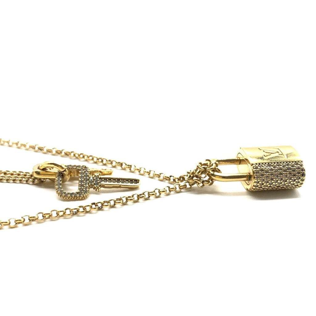 Padlock Pendant Necklace Metal with Rhinestone