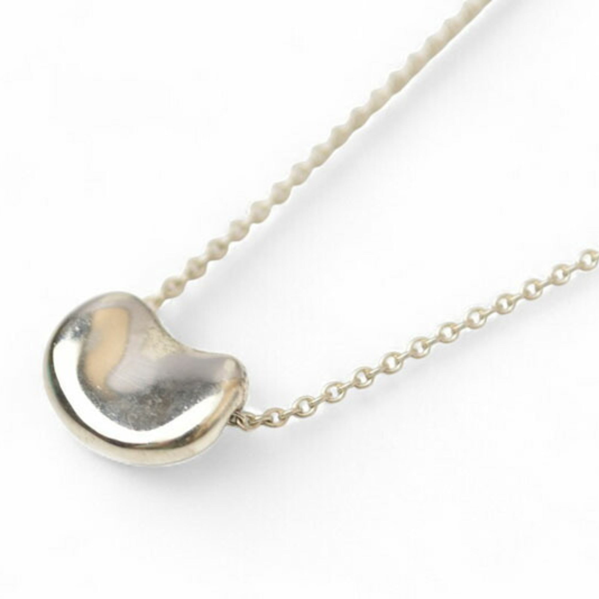 Bean Pendant Necklace Sterling Silver 7mm