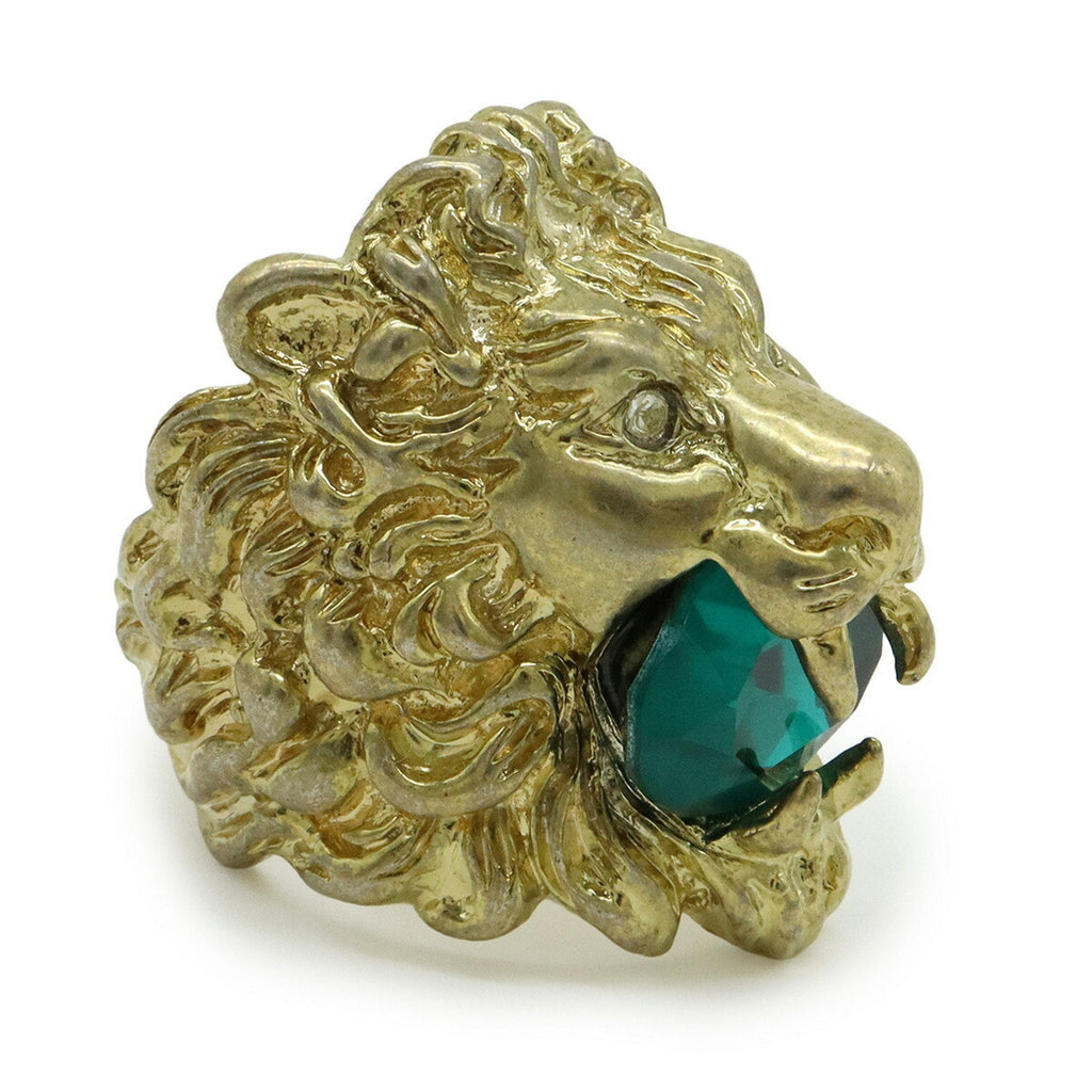 Lion Head Ring Gold and Green