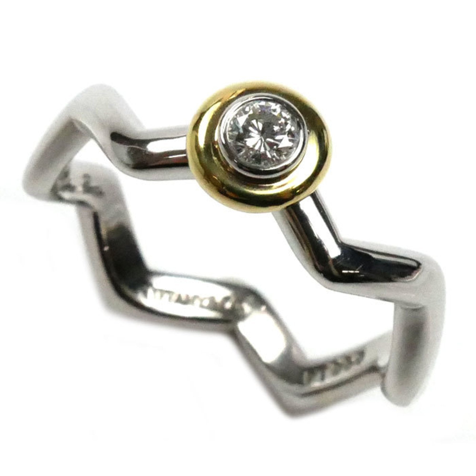 Band Ring Platinum and 18K Yellow Gold with Diamond