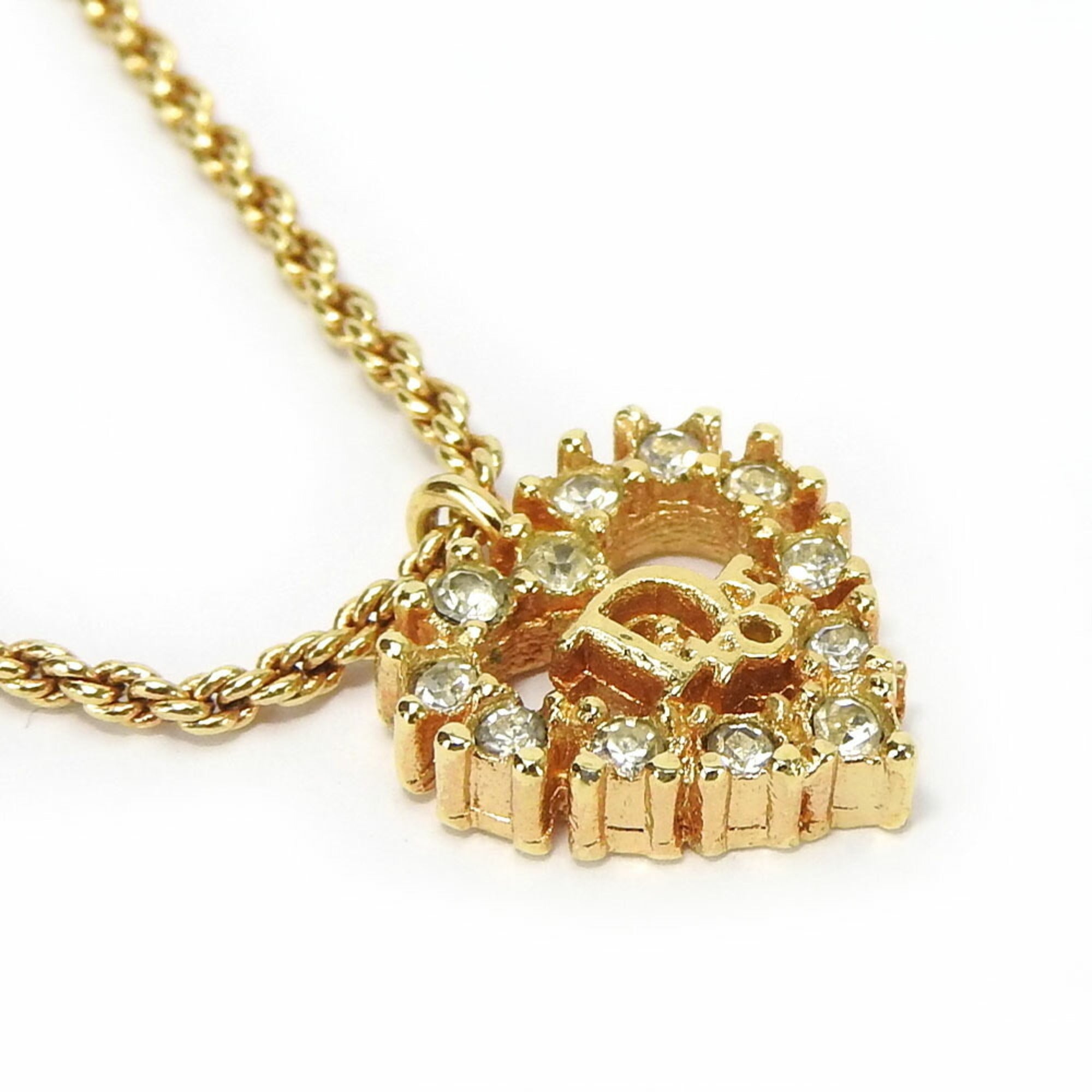 Pendant Necklace Metal Gold with Rhinestone