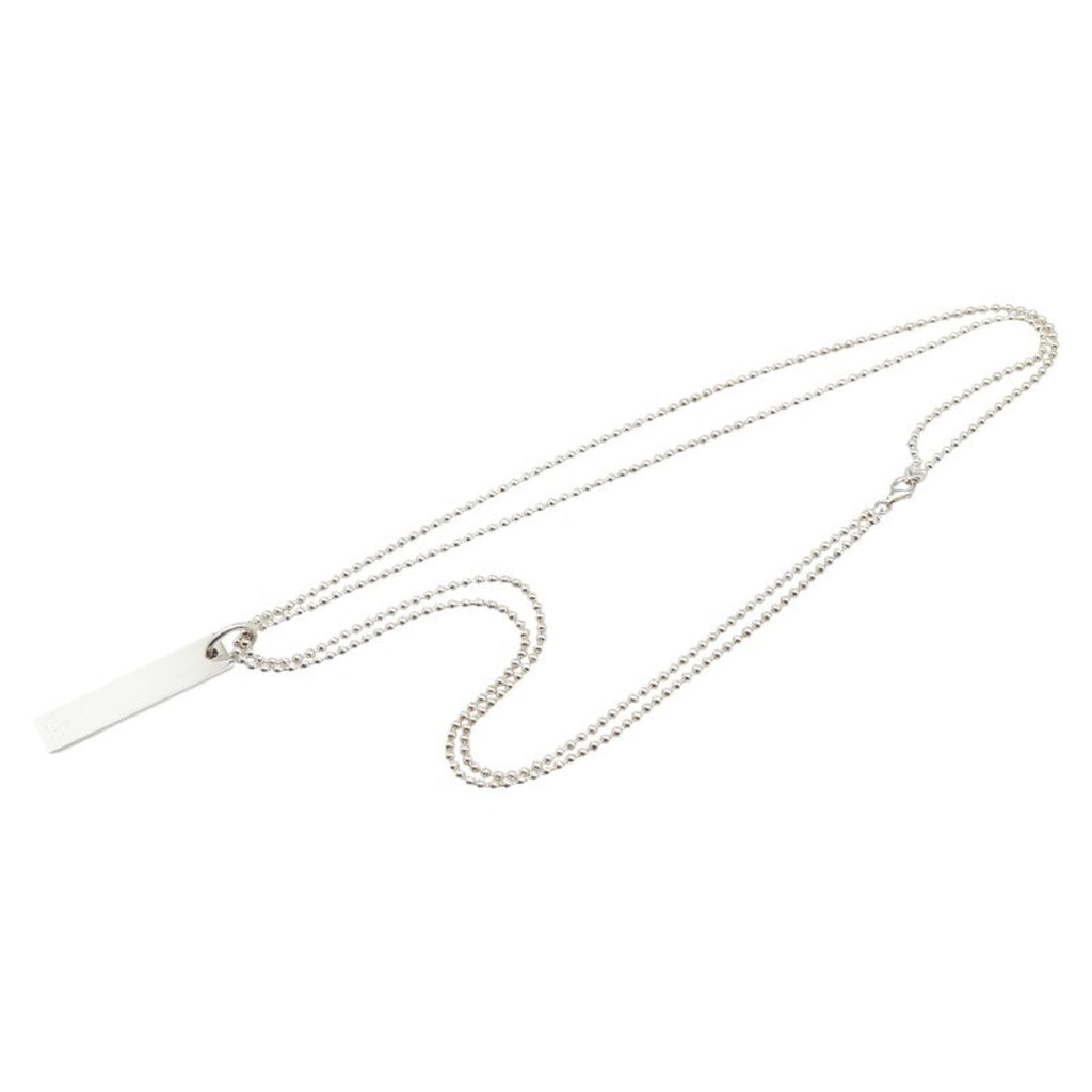 Plate Double Ball Chain Pendant Necklace Sterling Silver