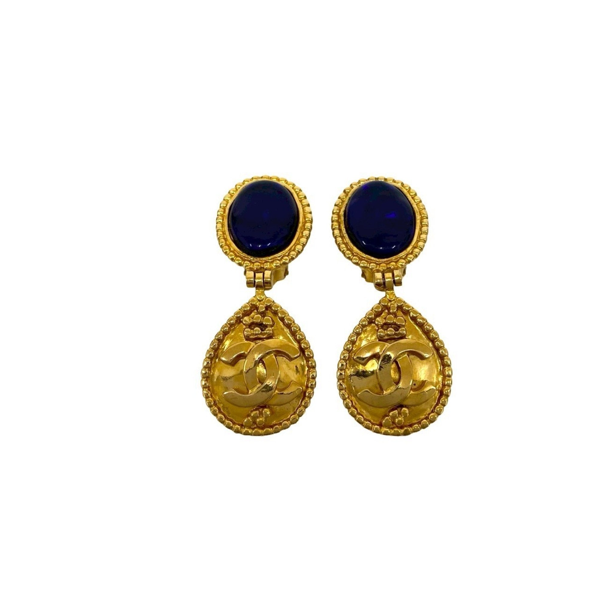 CC Logo Clip-On Earrings Metal Gold-Tone Metal