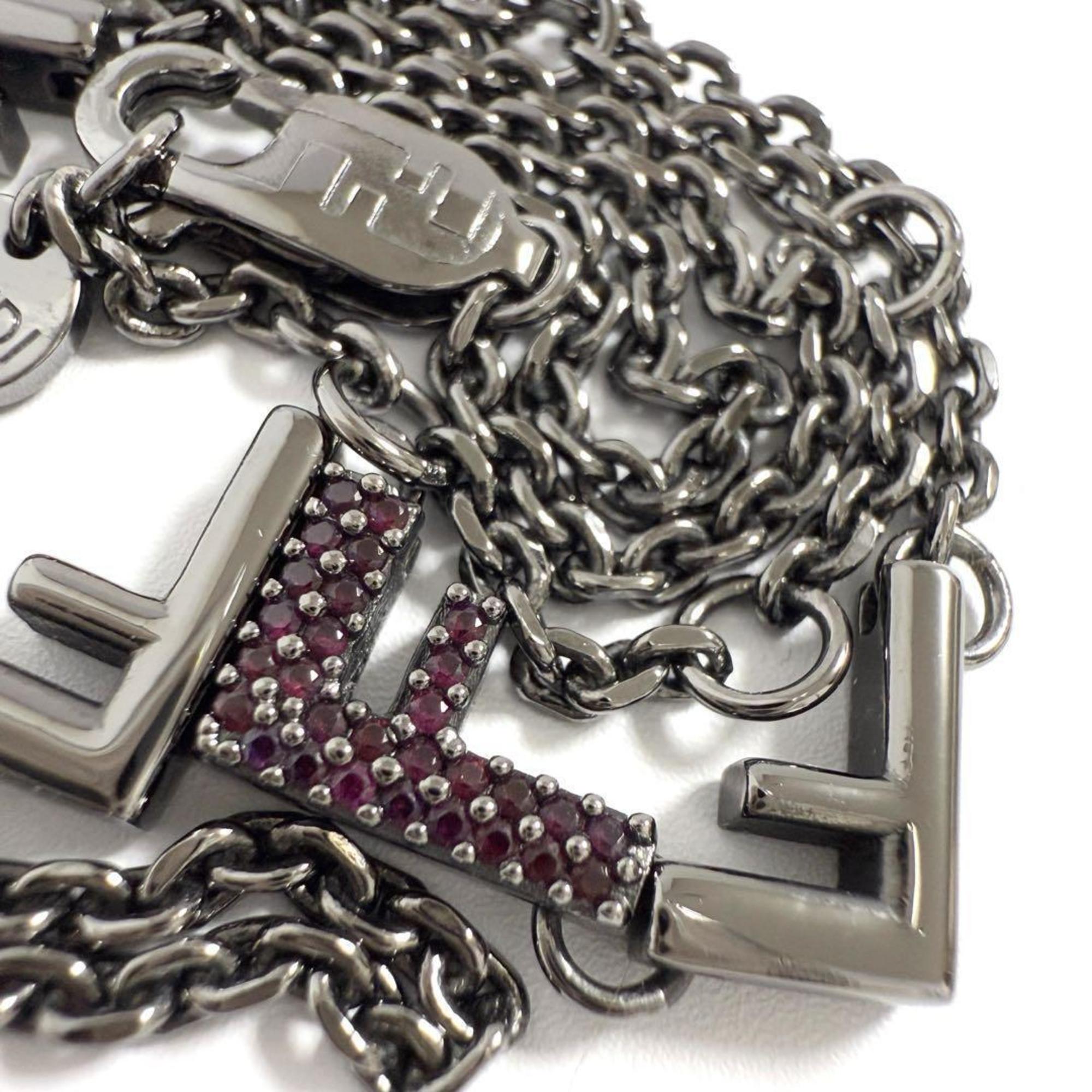 Five Pendant Necklace Metal and Rhinestone