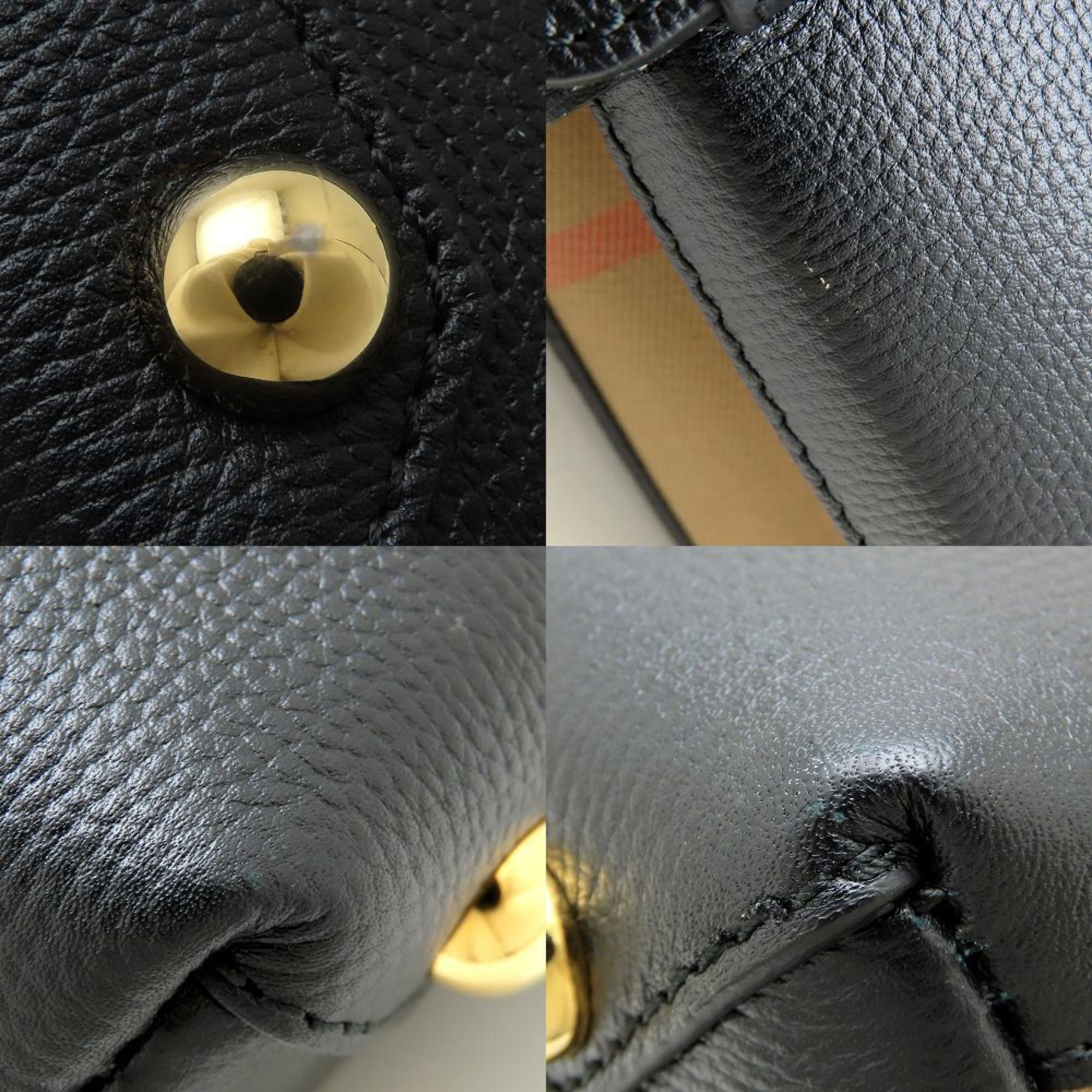 Banner Tote Leather and House Check Canvas Mini