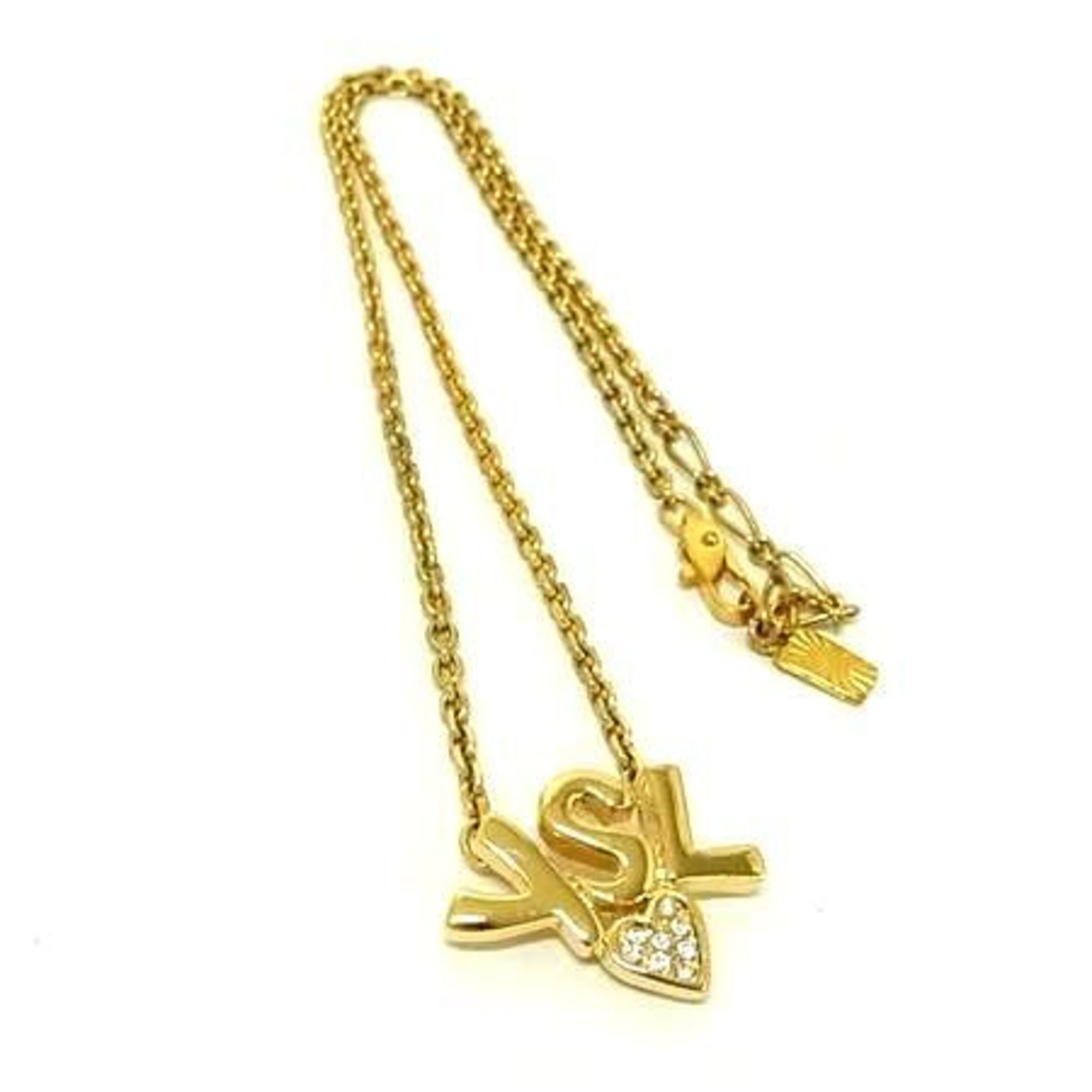 Pendant Necklace Gold Metal with Rhinestone