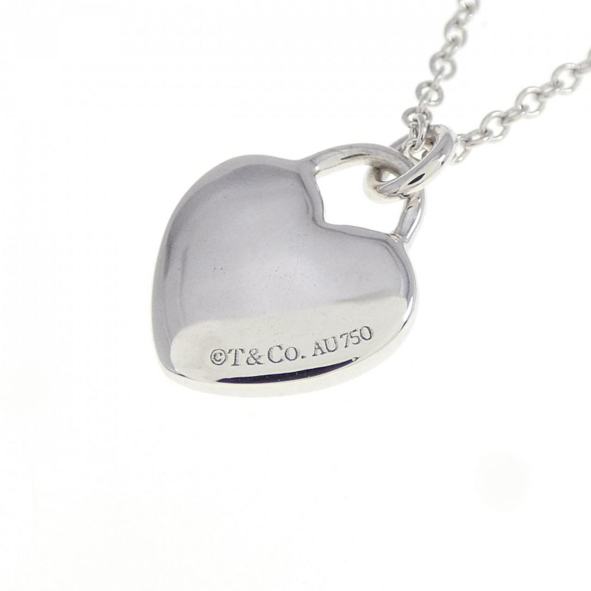 Heart Lock Pendant Necklace 18K White Gold with Diamond