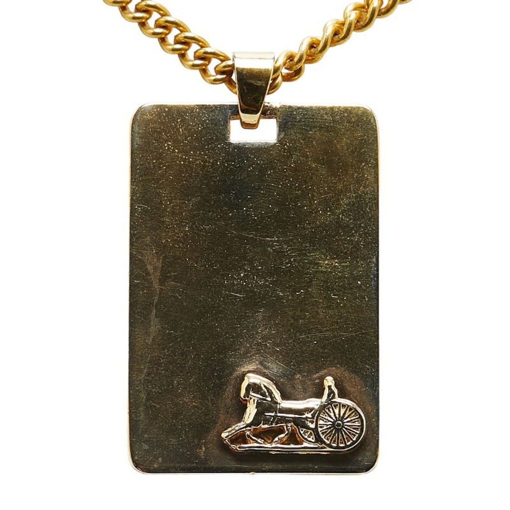 Carriage Plate Pendant Necklace Gold Plated