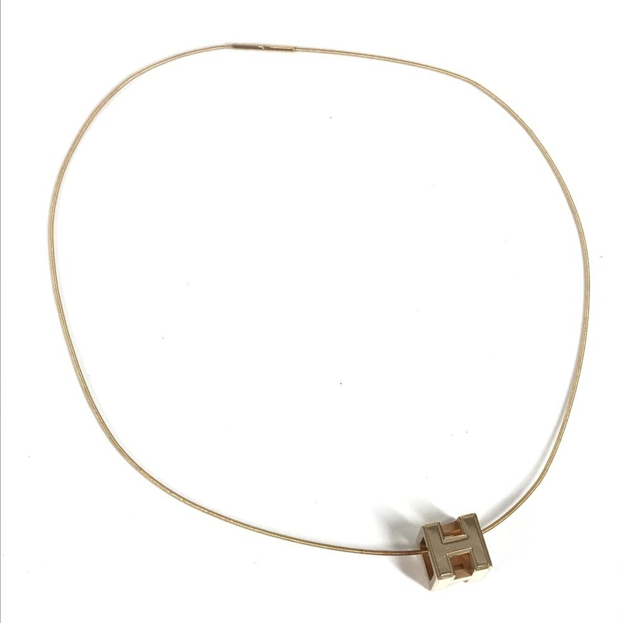 H Cube Pendant Necklace Metal Gold
