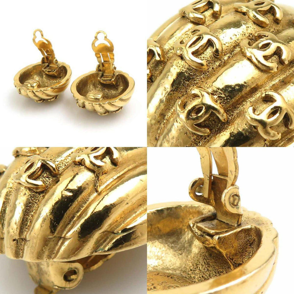 CC Logo Clip-On Earrings Gold-Tone Metal Gold-Tone Metal