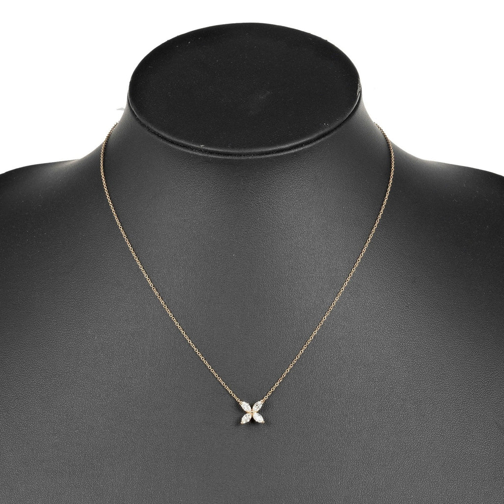 Pendant Necklace Bronze Pink With Diamond