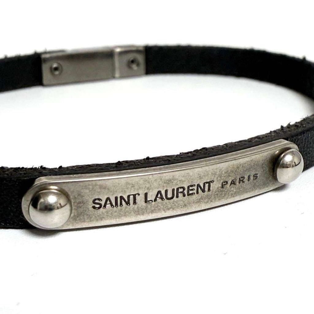 ID Plate Bracelet Leather and Metal