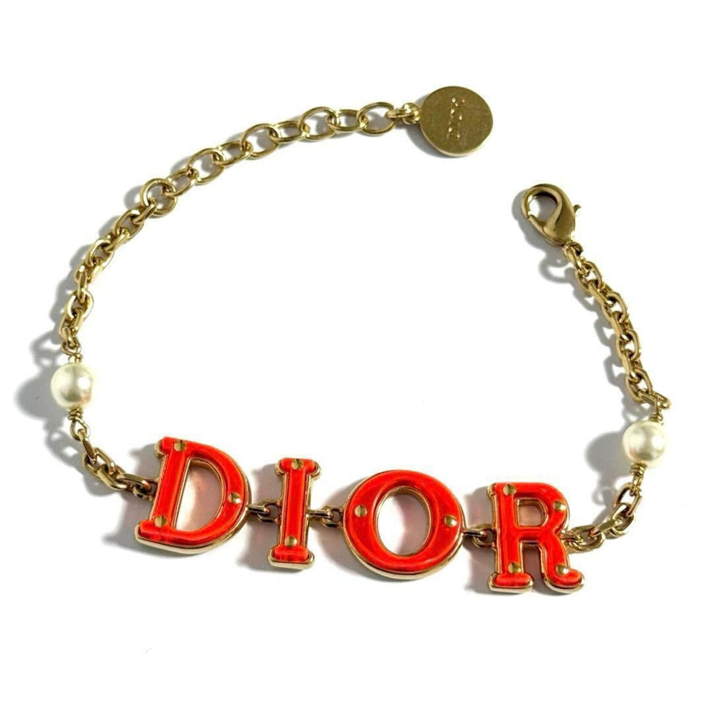 Bracelet Artificial Pearl and Metal Orange