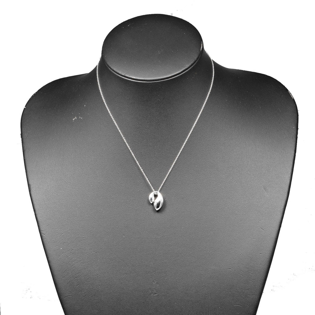 Double Teardrop Pendant Necklace Sterling Silver