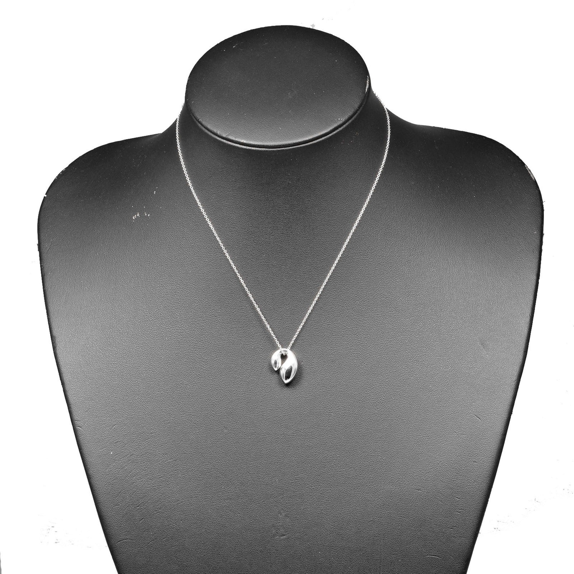 Double Teardrop Pendant Necklace Sterling Silver