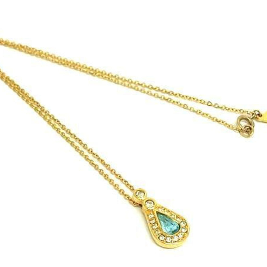 Pendant Necklace Gold Metal With Color Stone And Rhinestone