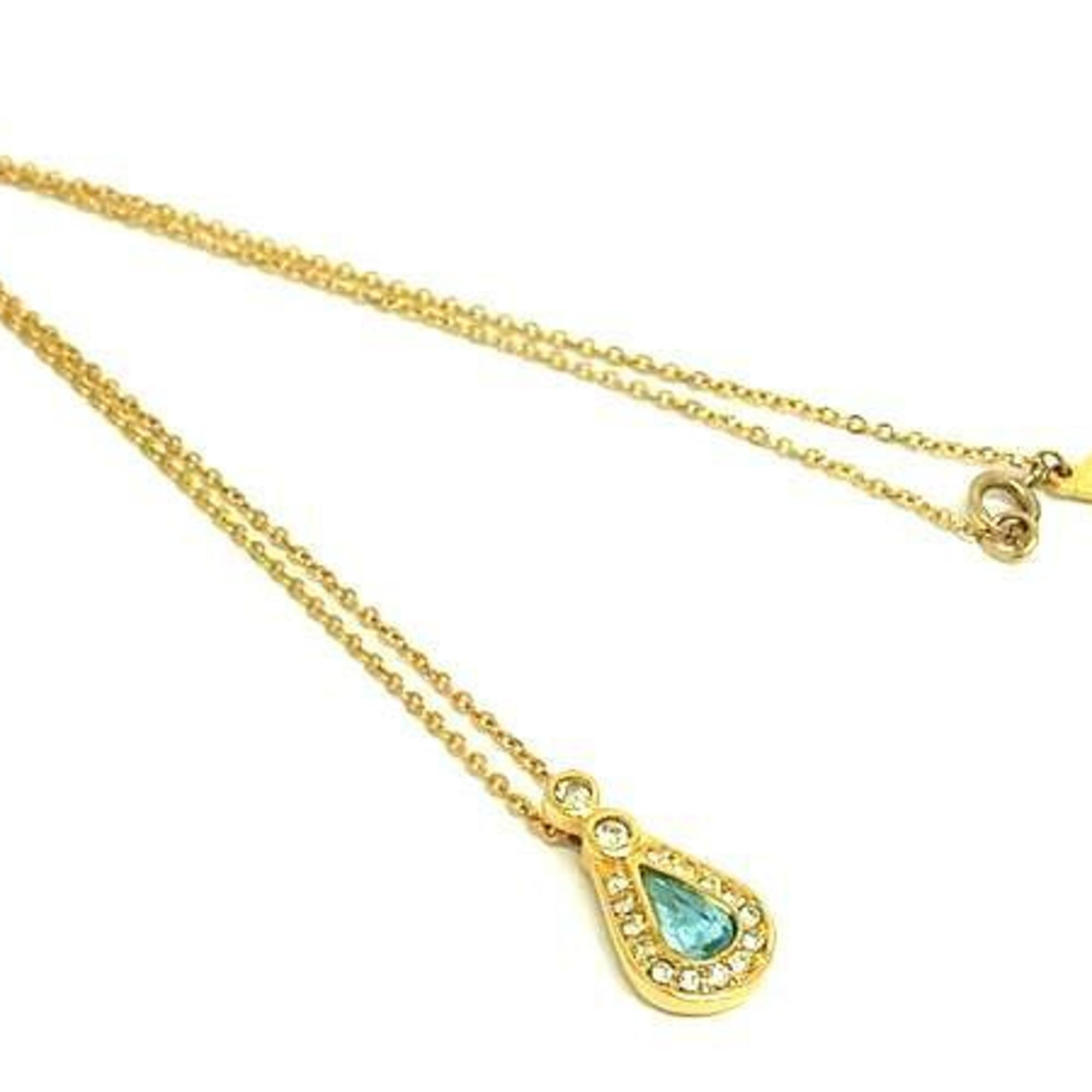 Pendant Necklace Gold Metal With Color Stone And Rhinestone