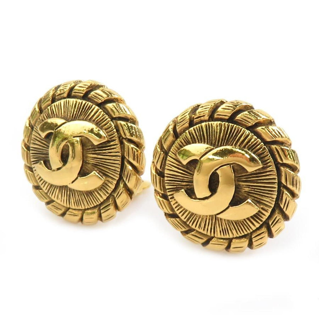CC Logo Clip-On Earrings Gold-Tone Metal Gold-Tone Metal