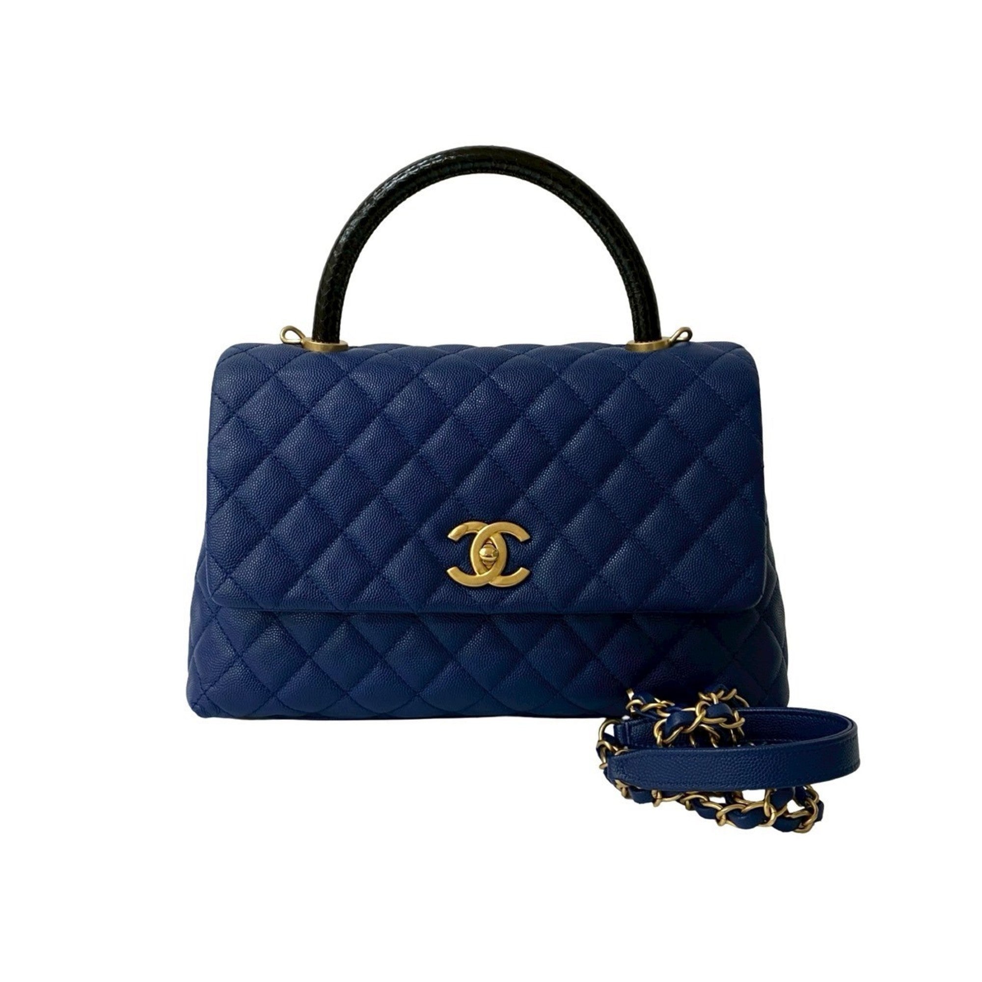 Coco Top Handle Bag Quilted Caviar Small