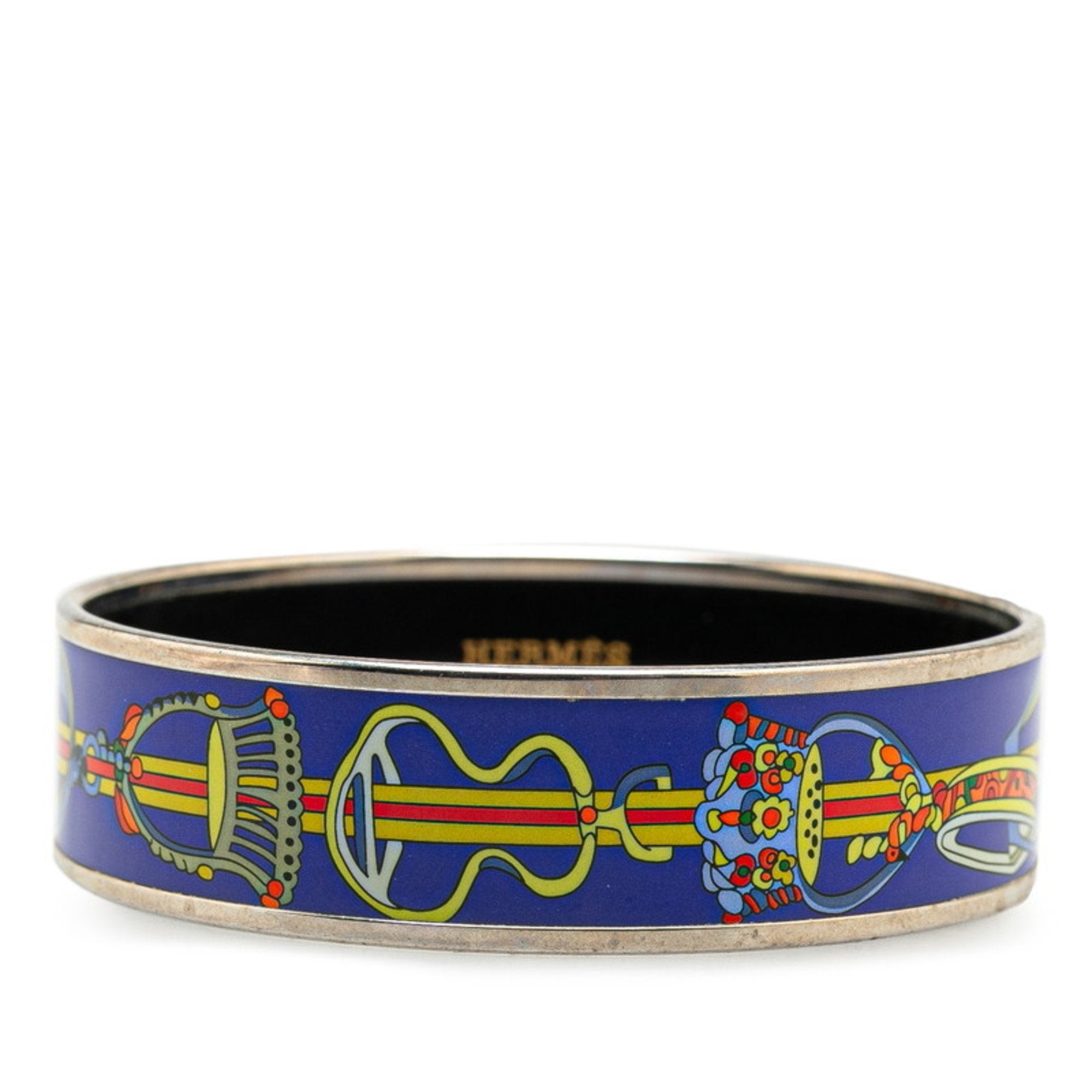 Enamel Cloisonné Bracelet Metal Blue Multi-Color Silver