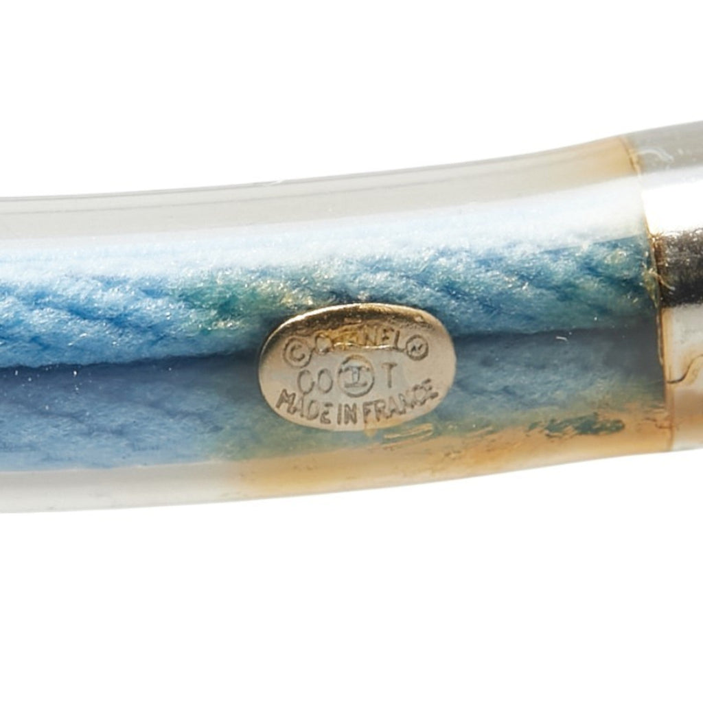 Pendant Necklace Cotton and Vinyl Light Blue Multicolor