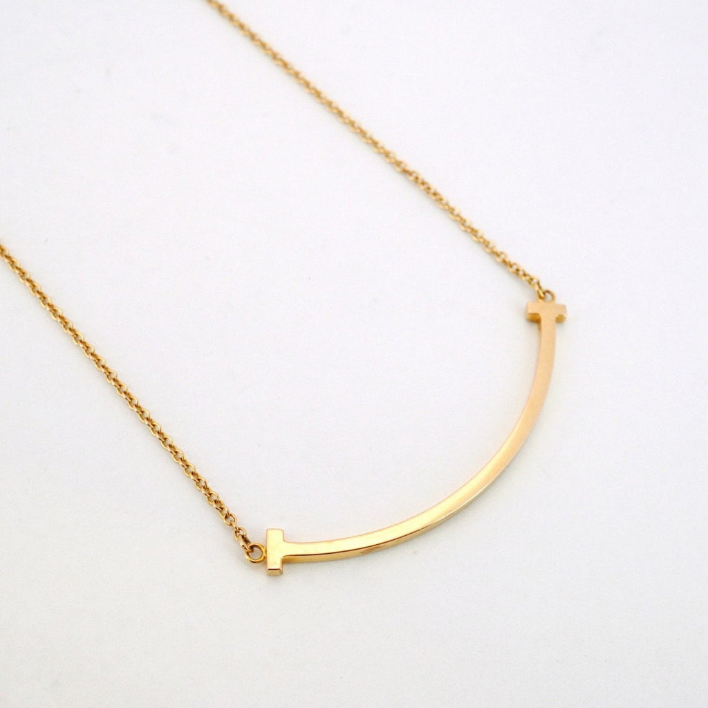 T Smile Pendant Necklace 18K Rose Gold