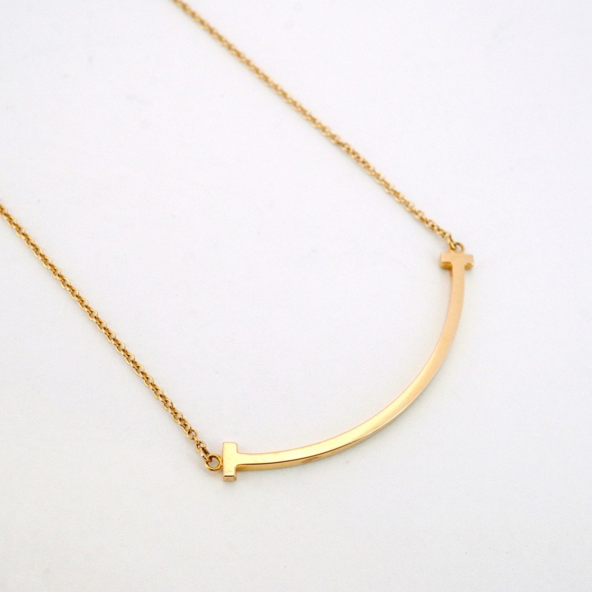 T Smile Pendant Necklace 18K Rose Gold