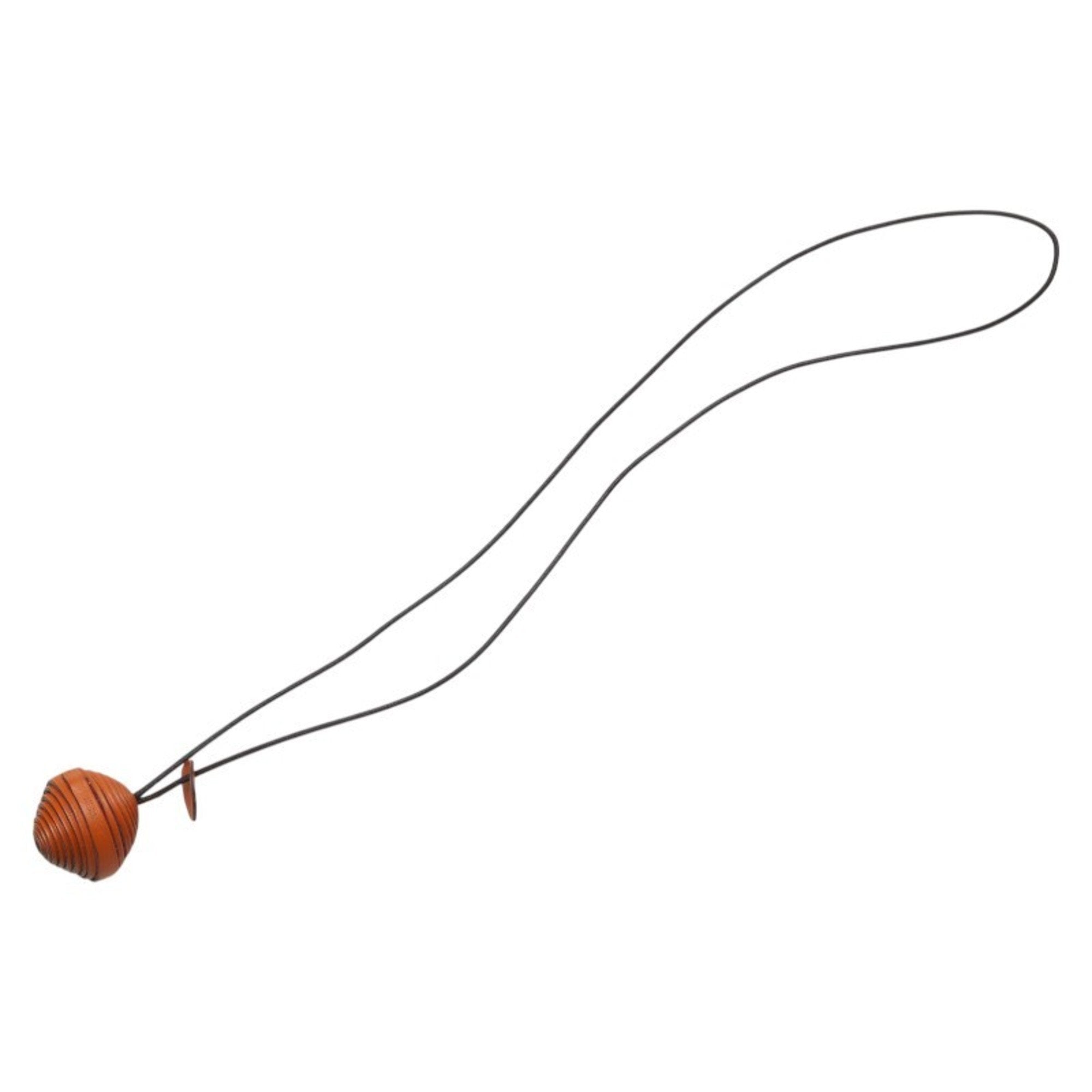Pendant Necklace Black and Orange Leather