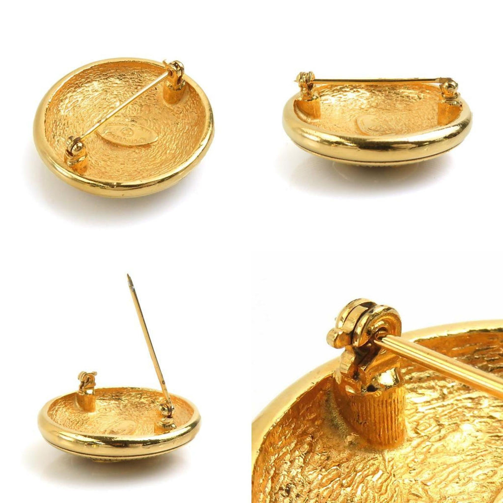 CC Logo Brooch Gold-Tone Metal