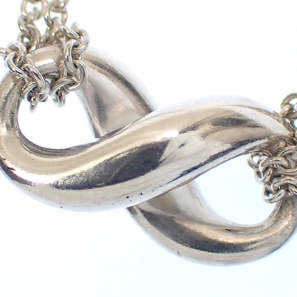 Infinity Pendant Necklace Sterling Silver Double Chain