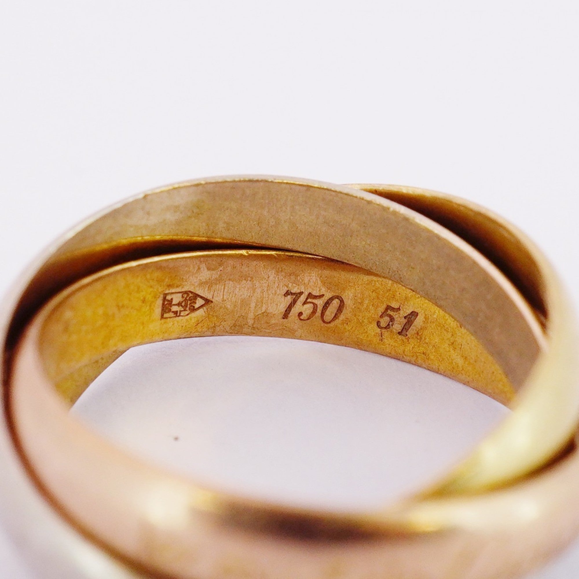 Vendome Louis Cartier Band Ring 18K Tricolor Gold