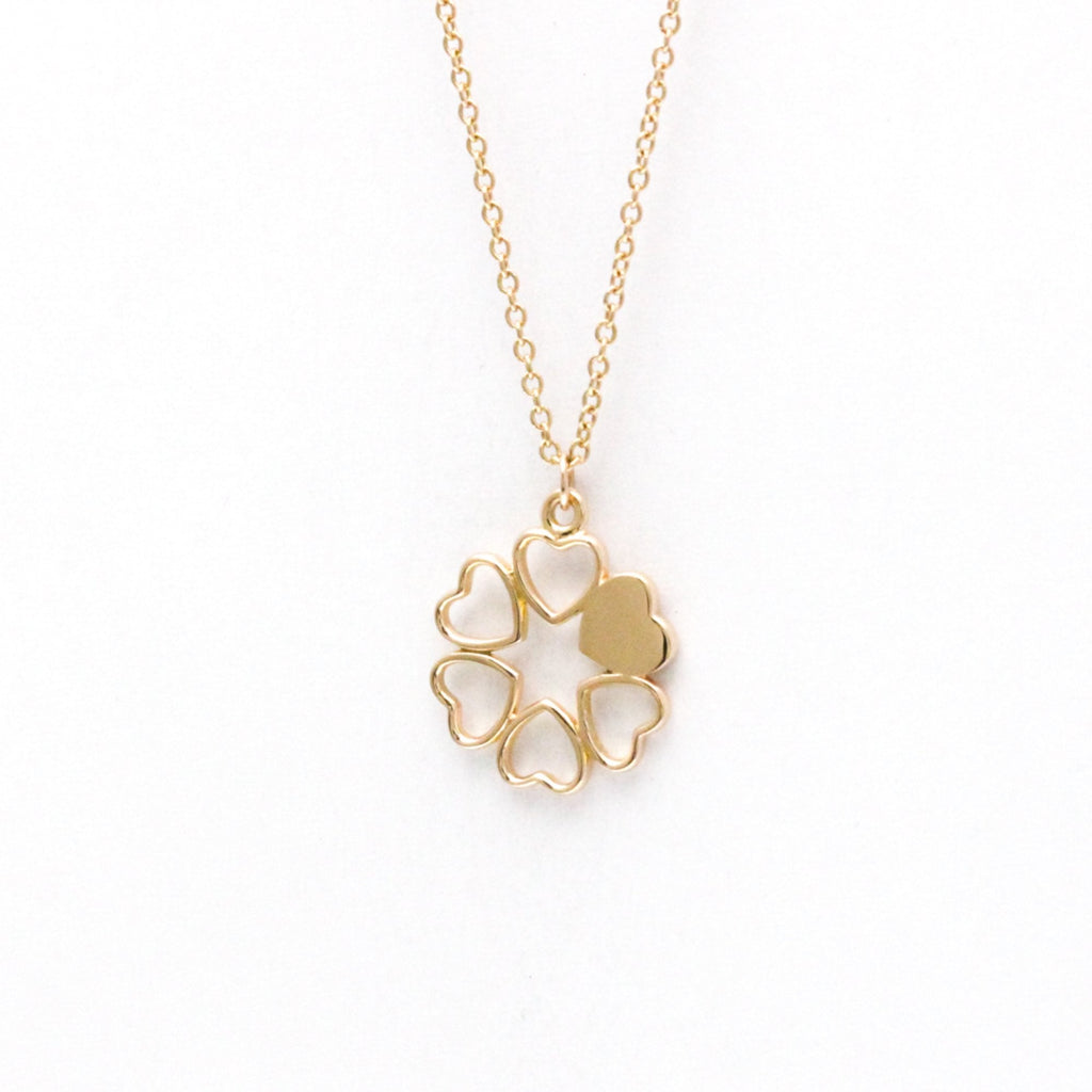Crown Of Hearts Pendant Necklace 18K Rose Gold