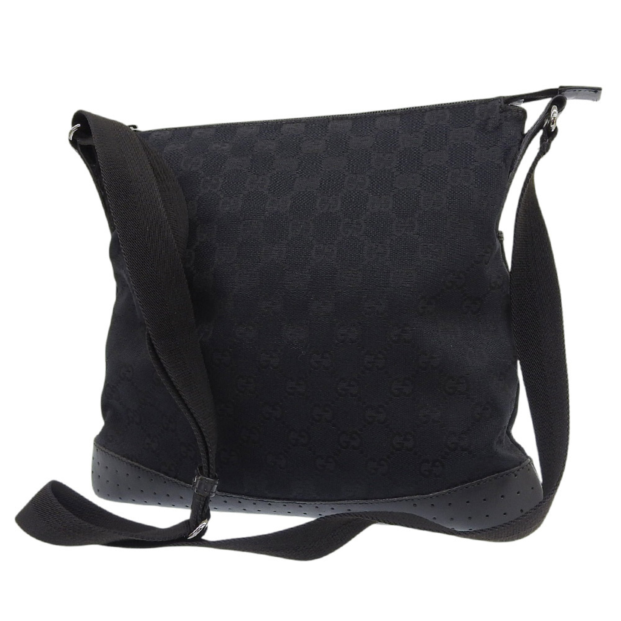 Zip Messenger Bag GG Canvas with Perforated Leather Medium