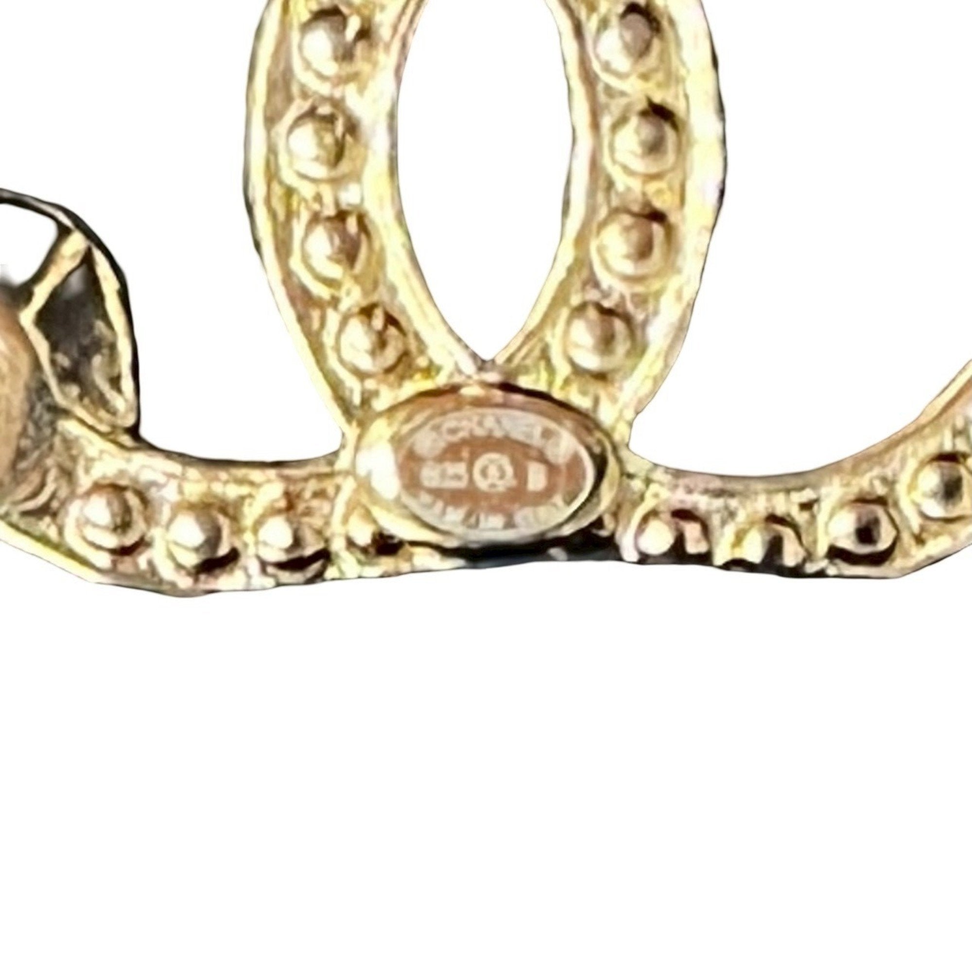 CC Logo Heart Earrings Gold-Tone Metal Gold-Tone Metal